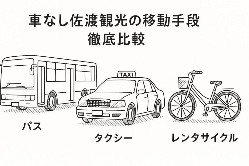 車なし佐渡観光の移動手段｜バス・タクシー・レンタサイクルを比較